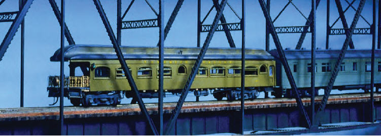Spoorbrug en wagons van styreen plastic gemaakt schaal 1:87